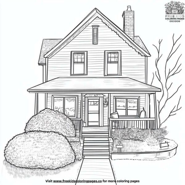 Cozy family house coloring pages