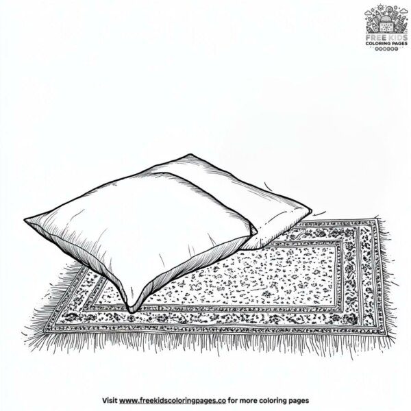 Cozy pillows and carpets coloring pages