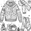 Cozy Sweaters and Scarves Coloring Pages