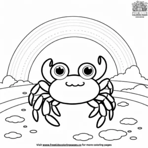 Crab And Rainbow Coloring Pages