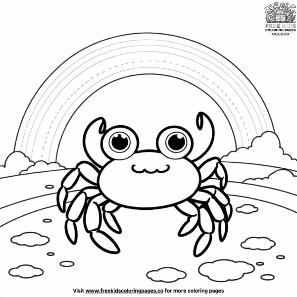 Crab and rainbow coloring pages