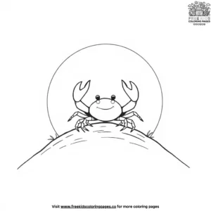 Crab Under Sunset Coloring Pages