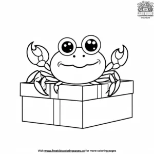 Crab With A Gift Box Coloring Pages