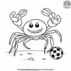 Crab With A Soccer Ball Coloring Pages