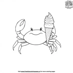 Crab With Ice Cream Coloring Pages