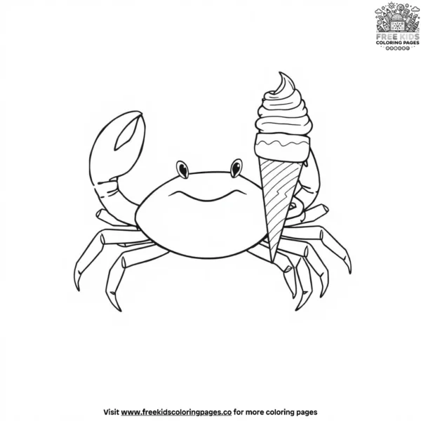 Crab with ice cream coloring pages