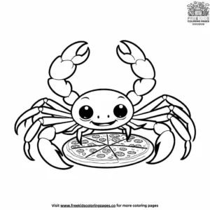 Crab With Pizza Coloring Pages