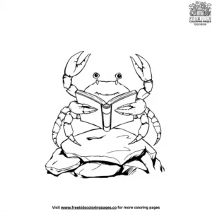 Crab With a Book Coloring Pages