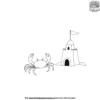 Crab and Sandcastle Coloring Pages