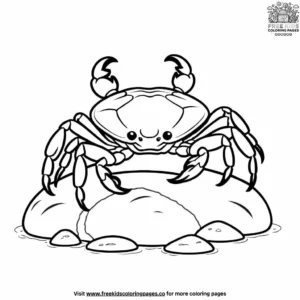 Crab on Rock Coloring Pages