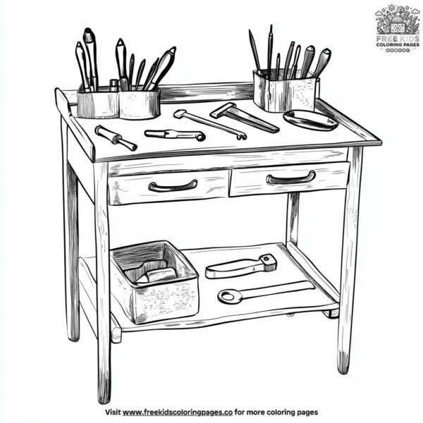 Crafty tool table coloring pages