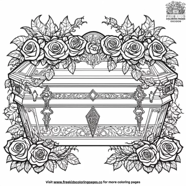 Creepy coffin designs coloring pages