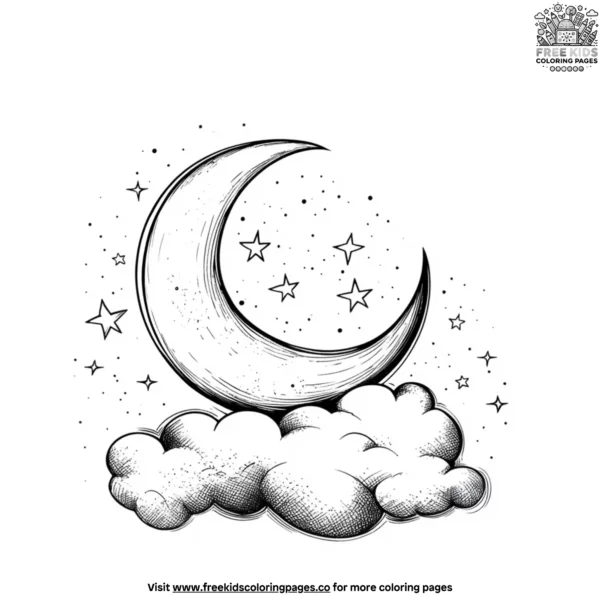 Crescent moon coloring pages