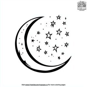 Crescent Moon and Stars Delight Coloring Pages