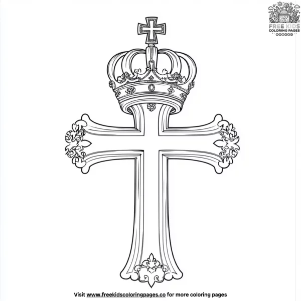 Crown and cross coloring pages