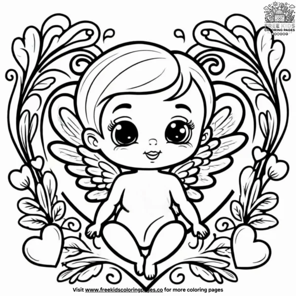 Cupid hearts art coloring pages