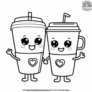 Cute Coffee Characters Coloring Pages