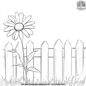 Daisy growing by a fence coloring pages