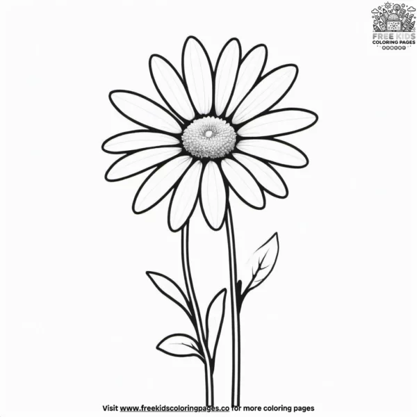 Daisy stem and leaf coloring pages