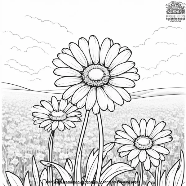 Daisy in a field coloring pages