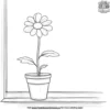 Daisy in a Flower Pot on a Window Sill Coloring Pages