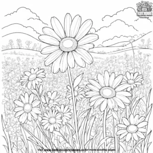 Daisy in a Meadow Coloring Pages