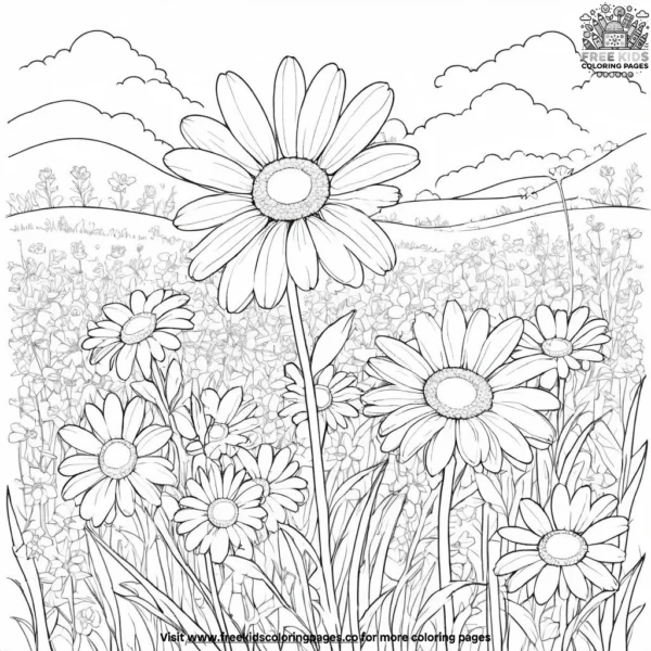 Daisy in a meadow coloring pages