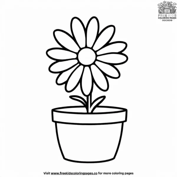 Daisy in a pot coloring pages