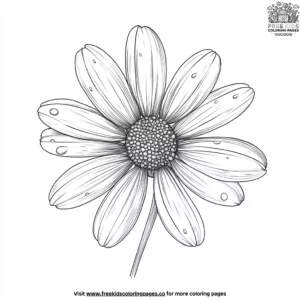 Daisy with dew drops coloring pages