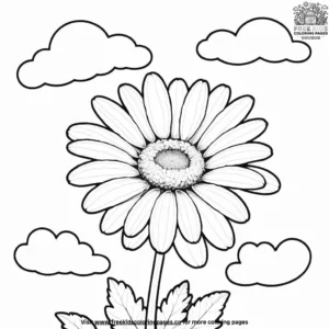 Daisy with floating clouds coloring pages