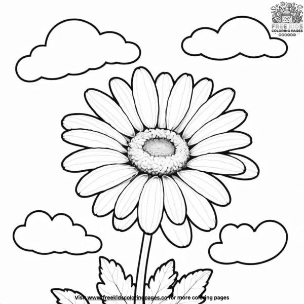 Daisy with floating clouds coloring pages