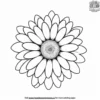 Daisy with Simple Geometric Border Coloring Pages