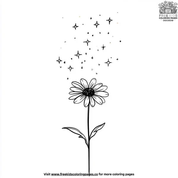 Daisy with stars above coloring pages