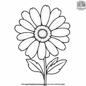 Daisy with two leaves coloring pages