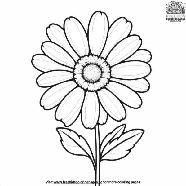 Daisy with two leaves coloring pages