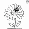 Daisy with a Bee Coloring Pages