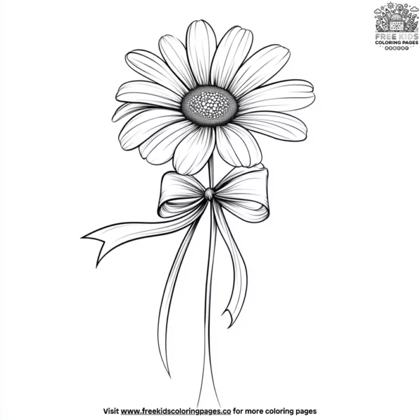 Daisy with a bow coloring pages