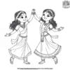 Dancing Children in Traditional Attire Coloring Pages