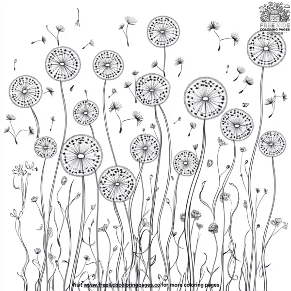 Dancing dandelions coloring pages