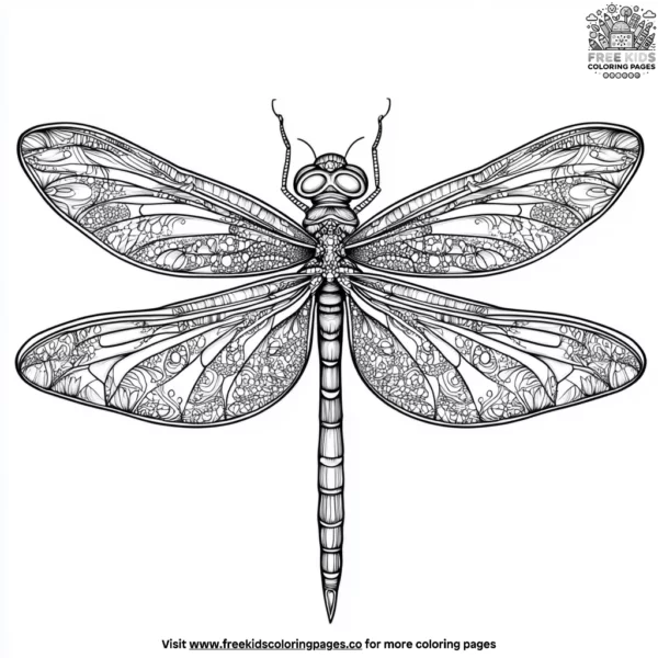 Dancing dragonfly zentangle coloring pages