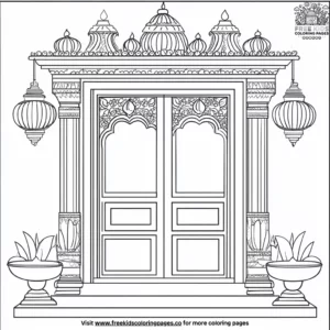 Decorated Doorways for Diwali Coloring Pages