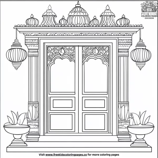 Decorated doorways for diwali coloring pages