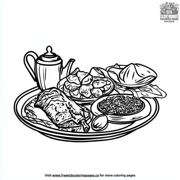 Delicious iftar platters coloring pages