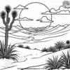 Desert Oasis Sunset Coloring Pages