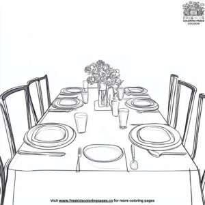 Dining Table Delights Coloring Pages