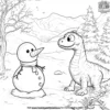 Dino And Snowman Coloring Pages