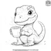 Dino With Hot Cocoa Coloring Pages