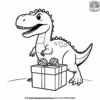 Dino and Gift Box Coloring Pages