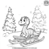 Dino and Sled Coloring Pages