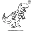 Dino in Winter Scarf Coloring Pages